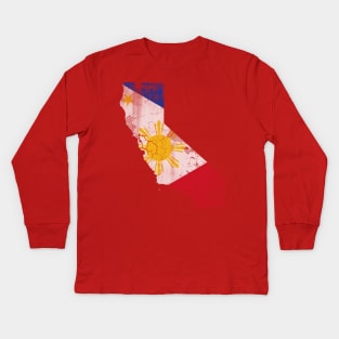 California State Map Filipino American Flag Philippines Kids Long Sleeve T-Shirt